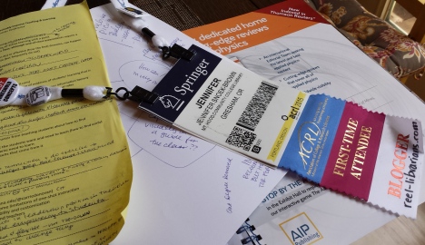 ACRL name badge and notes after the conference