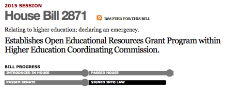 Screenshot of Oregon House Bill 2871